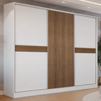 Guarda-Roupa Casal 100% MDF 3 Portas Branco/Rustic Malta Madesa