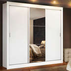 Guarda-Roupa Casal 3 Portas de Correr com Espelho Branco Madesa Mônaco