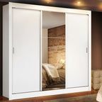 Guarda-Roupa Casal Madesa Lyon 3 Portas de Correr com Espelho 2 Gavetas Branco