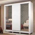 Guarda-Roupa Casal Madesa Lyon Plus 3 Portas de Correr com Espelhos 4 Gavetas com Pés Branco