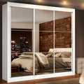 Guarda-Roupa Casal Madesa Lyon Plus 3 Portas de Correr de Espelho Branco