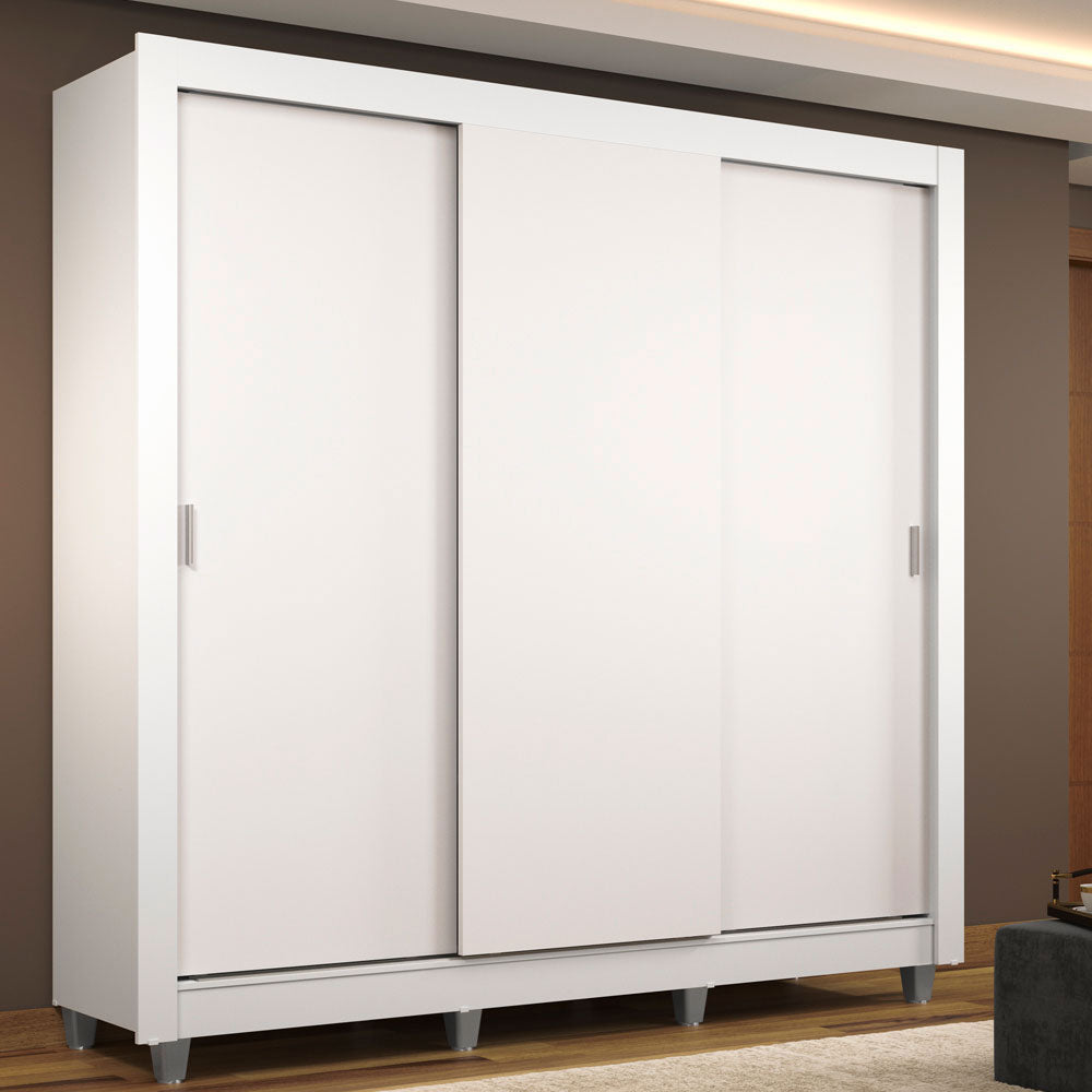 Guarda-Roupa Casal Madesa Mônaco 3 Portas de Correr com Pés Branco