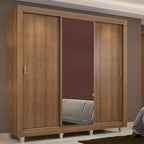 Guarda-Roupa Casal Madesa Lyon 3 Portas de Correr com Espelho 2 Gavetas com Pés Rustic