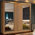 Guarda-Roupa Casal Madesa Mônaco 3 Portas de Correr com Espelhos Rustic