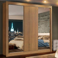 Guarda-Roupa Casal Madesa Lyon 3 Portas de Correr com Espelhos 2 Gavetas Rustic