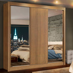 Guarda-Roupa Casal Madesa Lyon 3 Portas de Correr com Espelhos 2 Gavetas Rustic