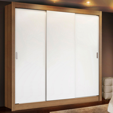 Guarda-Roupa Casal 3 Portas de Correr Rustic/Branco Madesa Mônaco