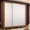 Guarda-Roupa Casal Madesa Lyon 3 Portas de Correr 2 Gavetas com Pés Rustic/Branco
