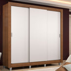 Guarda-Roupa Casal Madesa Lyon 3 Portas de Correr 2 Gavetas com Pés Rustic/Branco