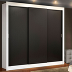 Guarda-Roupa Casal 3 Portas de Correr Branco/Preto Nobre Madesa