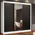 Guarda-Roupa Casal Madesa Mônaco 3 Portas de Correr com Espelho Branco/Preto