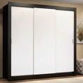 Guarda-Roupa Casal Madesa Lyon 3 Portas de Correr 2 Gavetas Preto/Branco
