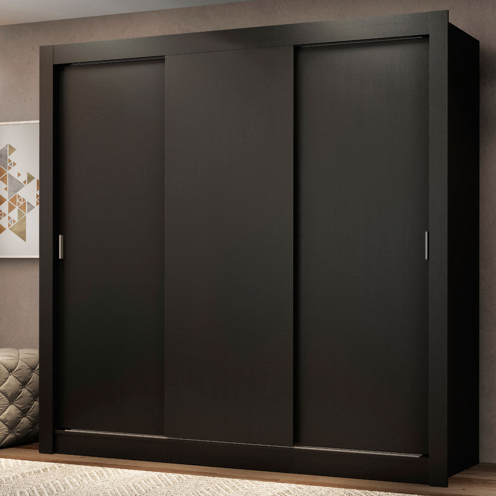 Guarda-Roupa Casal Madesa Mônaco 3 Portas de Correr Preto