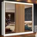 Guarda-Roupa Casal Madesa Mônaco 3 Portas de Correr com Espelhos Branco/Rustic