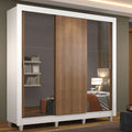 Guarda-Roupa Casal Madesa Mônaco 3 Portas de Correr com Espelhos com Pés Branco/Rustic