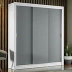 Guarda-Roupa Casal Madesa Mônaco 3 Portas de Correr Branco/Cinza