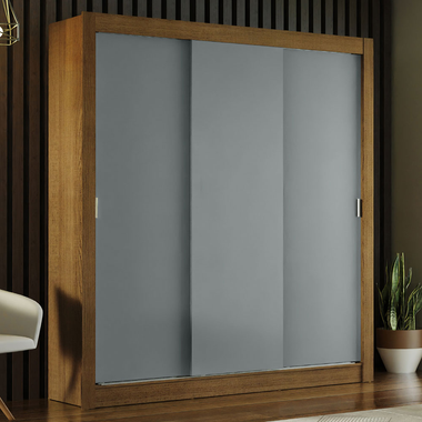 Guarda-Roupa Casal Madesa Mônaco 3 Portas de Correr Rustic/Cinza