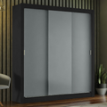 Guarda-Roupa Casal Madesa Mônaco 3 Portas de Correr Preto/Cinza