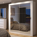 Guarda-Roupa Solteiro Madesa Dallas Plus 2 Portas de Correr de Espelho 4 Gavetas Branco