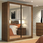 Guarda-Roupa Solteiro Madesa Dallas 2 Portas de Correr de Espelho 2 Gavetas Rustic