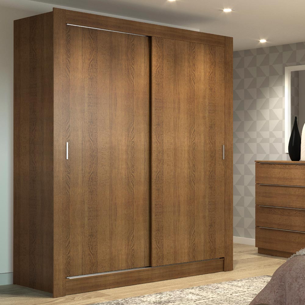 Guarda-Roupa Solteiro Madesa Dallas 2 Portas de Correr 2 Gavetas Rustic