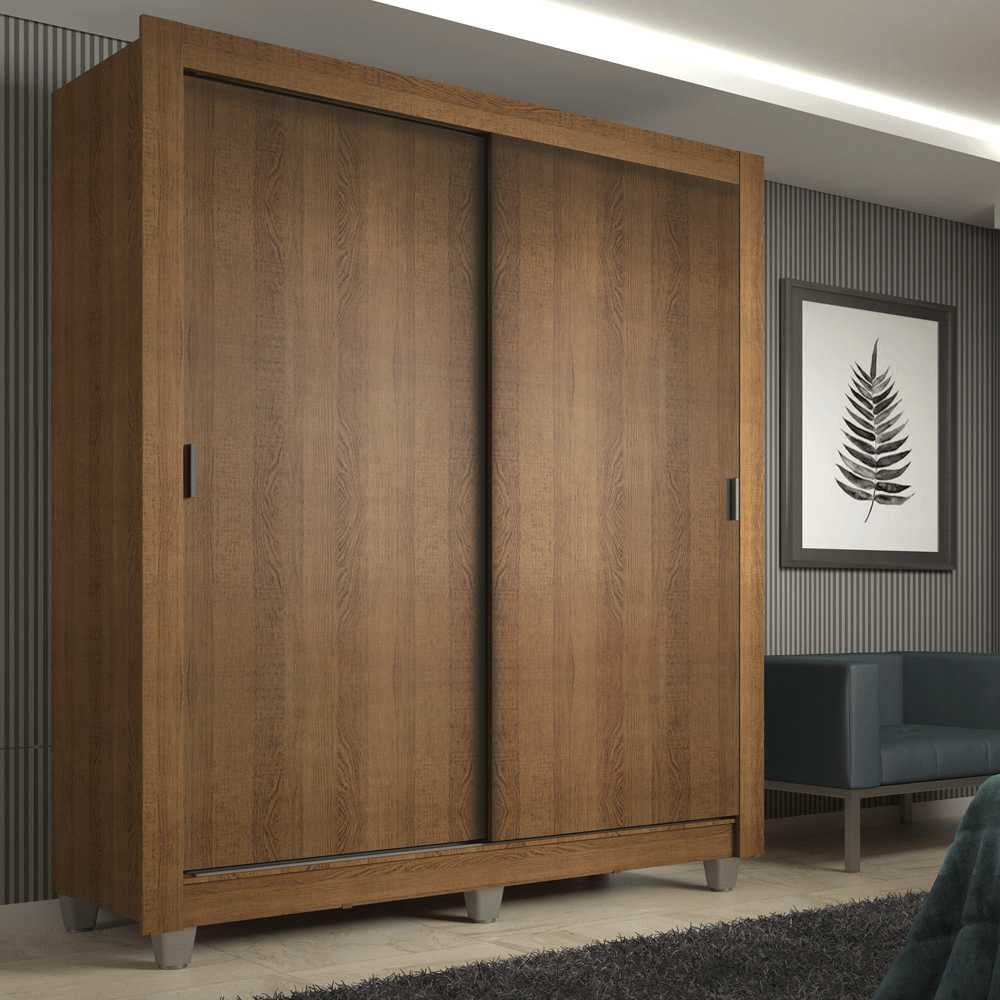 Guarda-Roupa Solteiro Madesa Denver 2 Portas de Correr com Pés Rustic