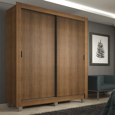 Guarda-Roupa Solteiro Madesa Denver 2 Portas de Correr com Pés Rustic