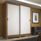 Guarda-Roupa Solteiro Madesa Denver 2 Portas de Correr com Pés Rustic/Branco