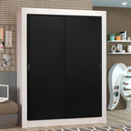Guarda-Roupa Solteiro Madesa Denver 2 Portas de Correr Branco/Preto