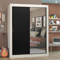 Guarda-Roupa Solteiro Madesa Denver 2 Portas de Correr com Espelho Branco/Preto