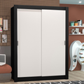 Guarda-Roupa Solteiro Madesa Denver 2 Portas de Correr Preto/Branco
