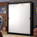 Guarda-Roupa Solteiro Madesa Dallas 2 Portas de Correr 2 Gavetas Preto/Branco