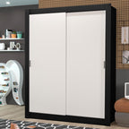 Guarda-Roupa Solteiro Madesa Dallas Plus 2 Portas de Correr 4 Gavetas Preto/Branco