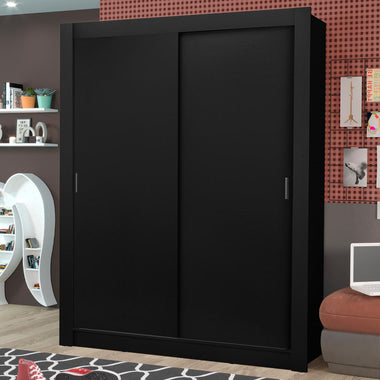 Guarda-Roupa Solteiro Madesa Dallas Plus 2 Portas de Correr 4 Gavetas Preto