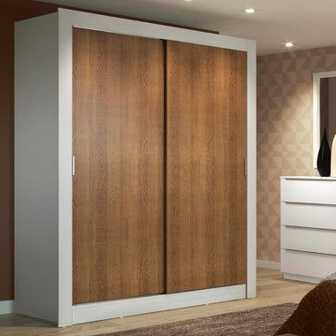 Guarda-Roupa Solteiro Madesa Dallas 2 Portas de Correr 2 Gavetas Branco/Rustic