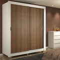 Guarda-Roupa Solteiro Madesa Dallas 2 Portas de Correr 2 Gavetas com Pés Branco/Rustic