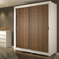 Guarda-Roupa Solteiro Madesa Dallas Plus 2 Portas de Correr 4 Gavetas com Pés Branco/Rustic