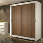 Guarda-Roupa Solteiro Madesa Dallas Plus 2 Portas de Correr 4 Gavetas com Pés Branco/Rustic