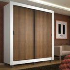 Guarda-Roupa Solteiro Madesa Denver 2 Portas de Correr com Pés Branco/Rustic