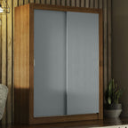 Guarda-Roupa Solteiro Madesa Denver 2 Portas de Correr Rustic/Cinza