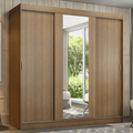 Guarda-Roupa Casal 3 Portas de Correr com Espelho Rustic Madesa Reno