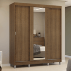 Guarda-Roupa Casal com Pés 3 Portas de Correr com Espelho Rustic Reno Madesa