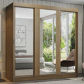 Guarda-Roupa Casal Madesa Reno 3 Portas de Correr de Espelho Rustic