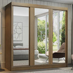 Guarda-Roupa Casal Madesa Reno 3 Portas de Correr de Espelho Rustic