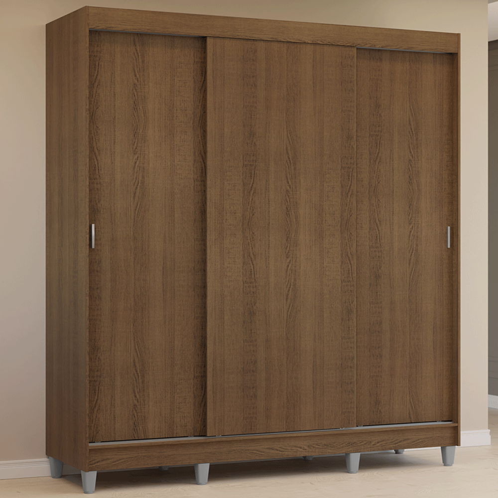 Guarda-Roupa Casal com Pés 3 Portas de Correr Rustic Reno Madesa