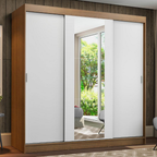 Guarda-Roupa Casal 3 Portas de Correr com Espelho Rustic/Branco Madesa Reno