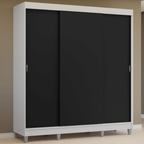 Guarda-Roupa Casal com Pés 3 Portas de Correr Branco/Preto Reno Madesa