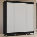 Guarda-Roupa Casal com Pés 3 Portas de Correr Preto/Branco Reno Madesa
