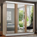 Guarda-Roupa Casal Madesa Reno 3 Portas de Correr de Espelho Branco/Rustic