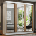 Guarda-Roupa Casal Madesa Reno 3 Portas de Correr de Espelho Branco/Rustic